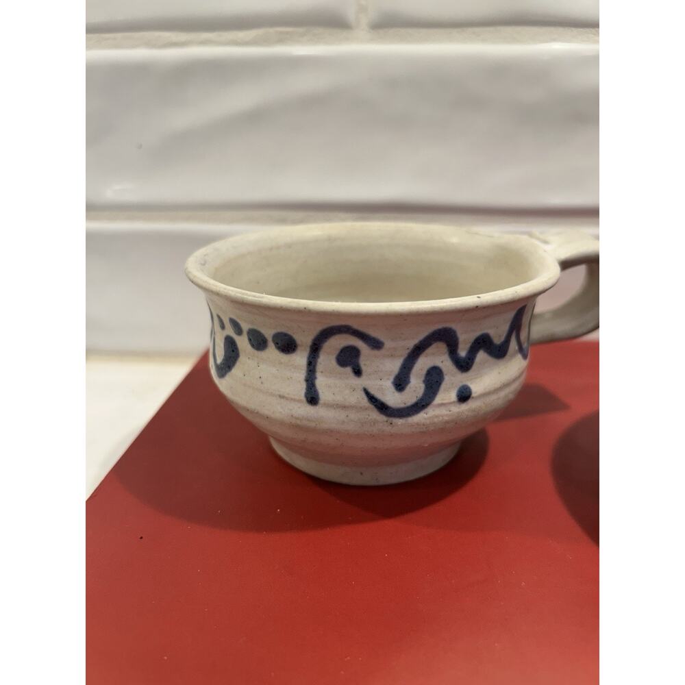 Cobble Hill Pottery Set Of 2 Stoneware Soup Bowls Speckled Blue Abstract Design - Picture 5 of 9